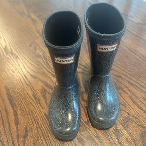 Black Sparkle Hunter Rain Boots US 10